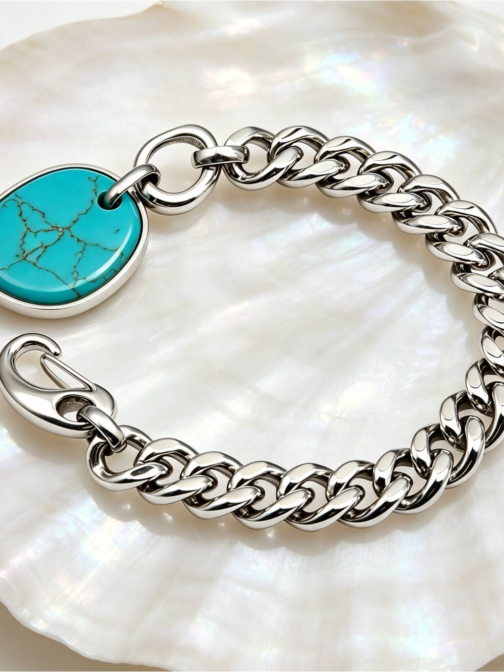 Chain Bracelet with Turquoise Charm